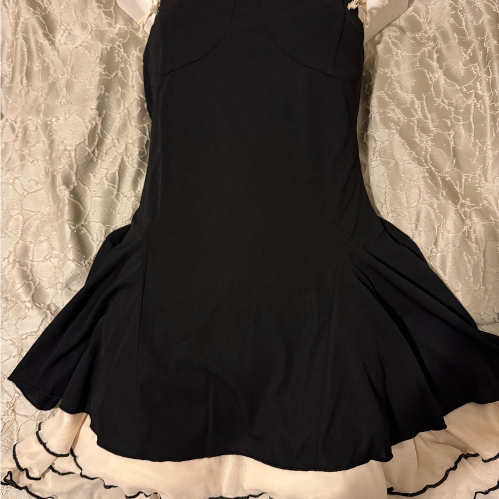 RIHOAS Black Dress with Cream Stripes
